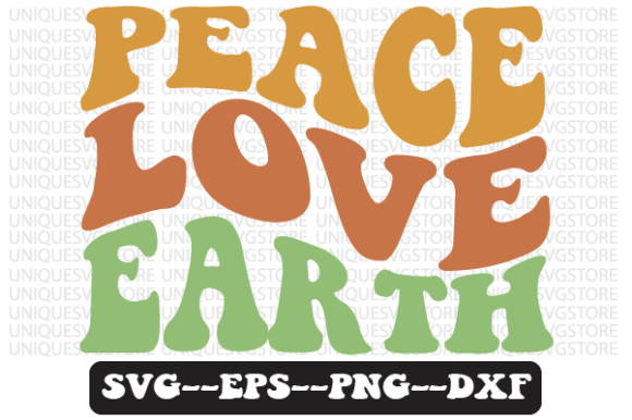 Peace Love Earth Retro SVG Graphics for Crafts